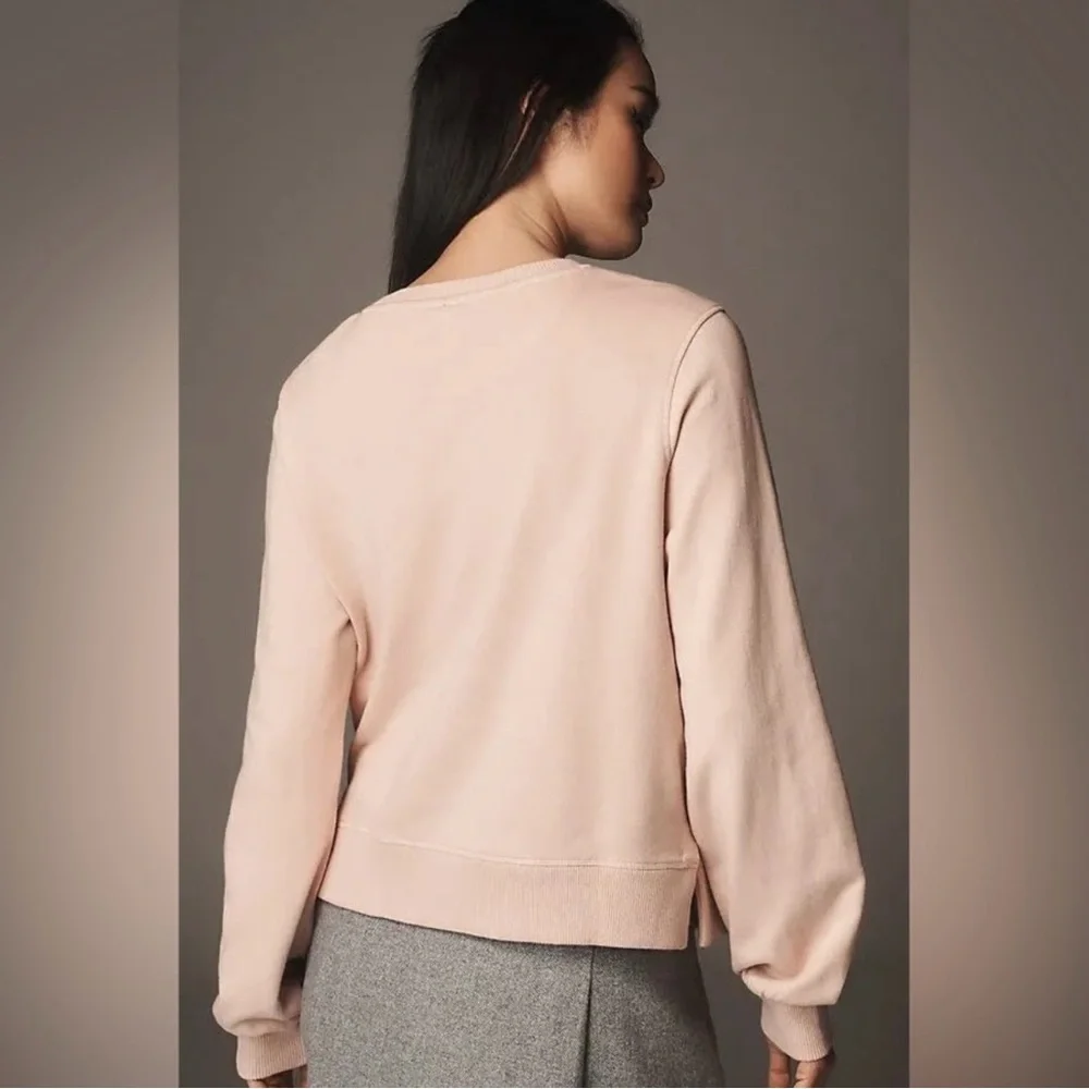 NWOT Anthropologie Blush Pink Sweatshirt with Sequin Detail - Picture 4 of 10